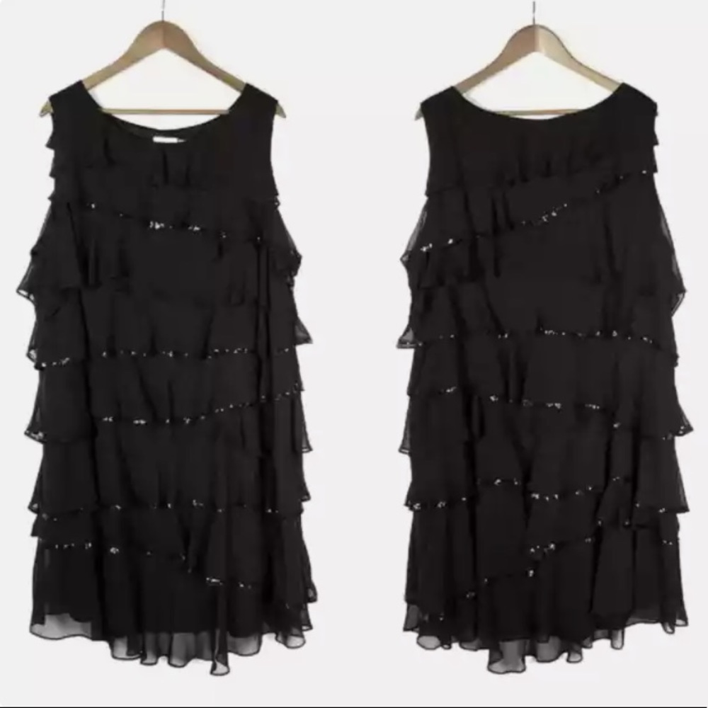 Calvin Klein Tiered Ruffle Sequin Dress